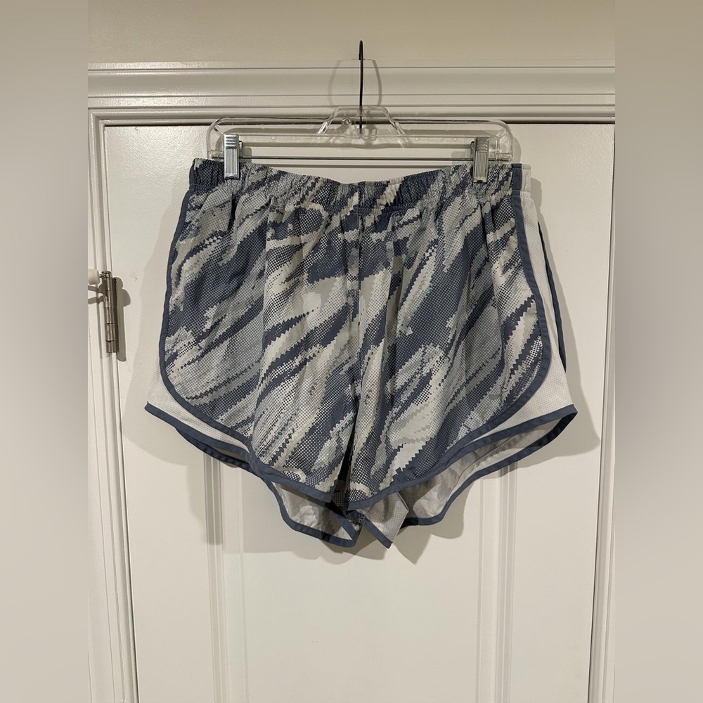 Nike Women’s Athletic Shorts in Blue and White Abstract Print